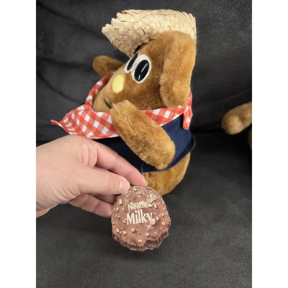 1984 Nestle Morsel Family Plush Set - Milky Country Cousin & Uncle Scotchy Tags